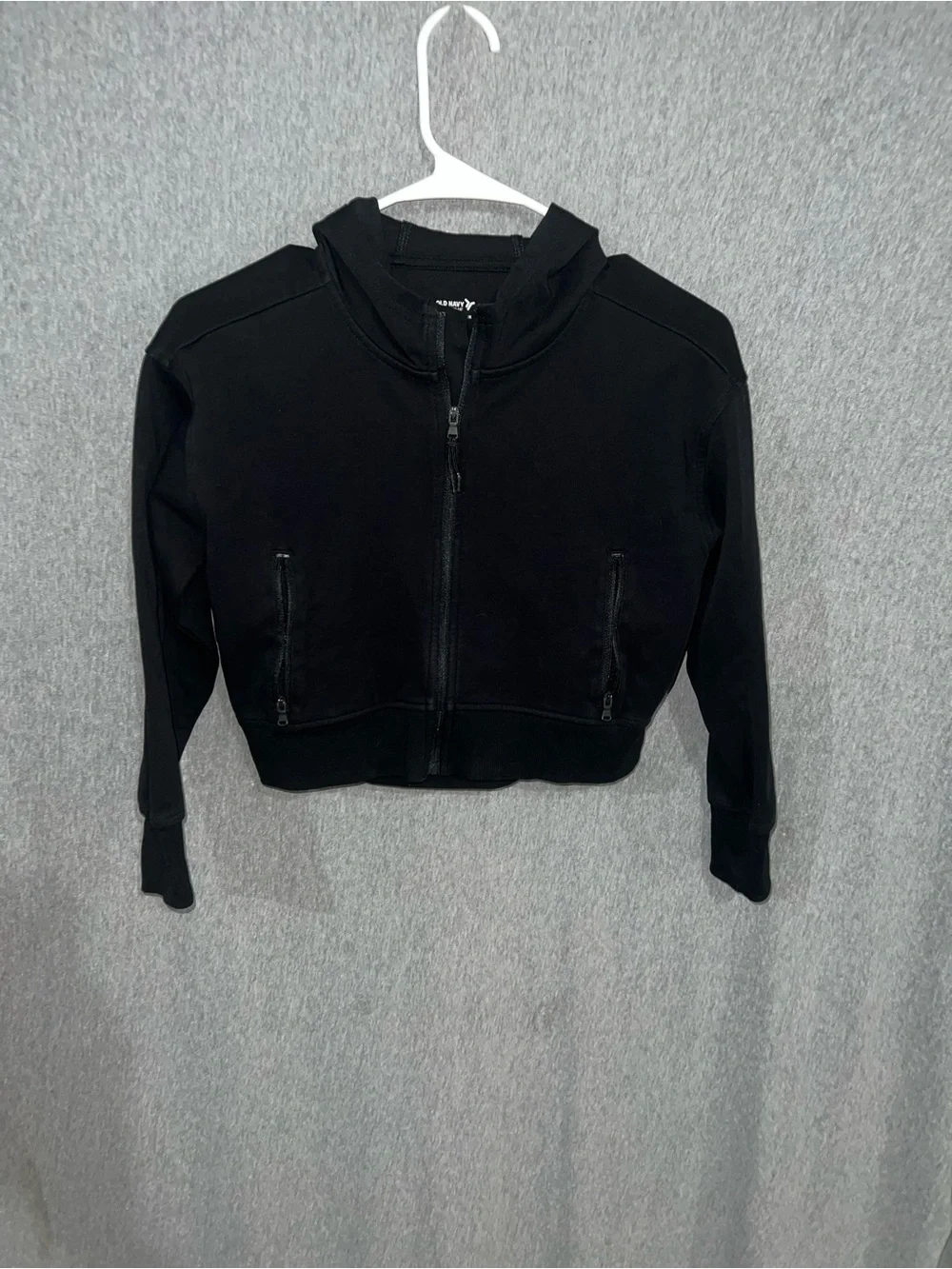 Old Navy Black Cropped Zip Hoodie Jacket